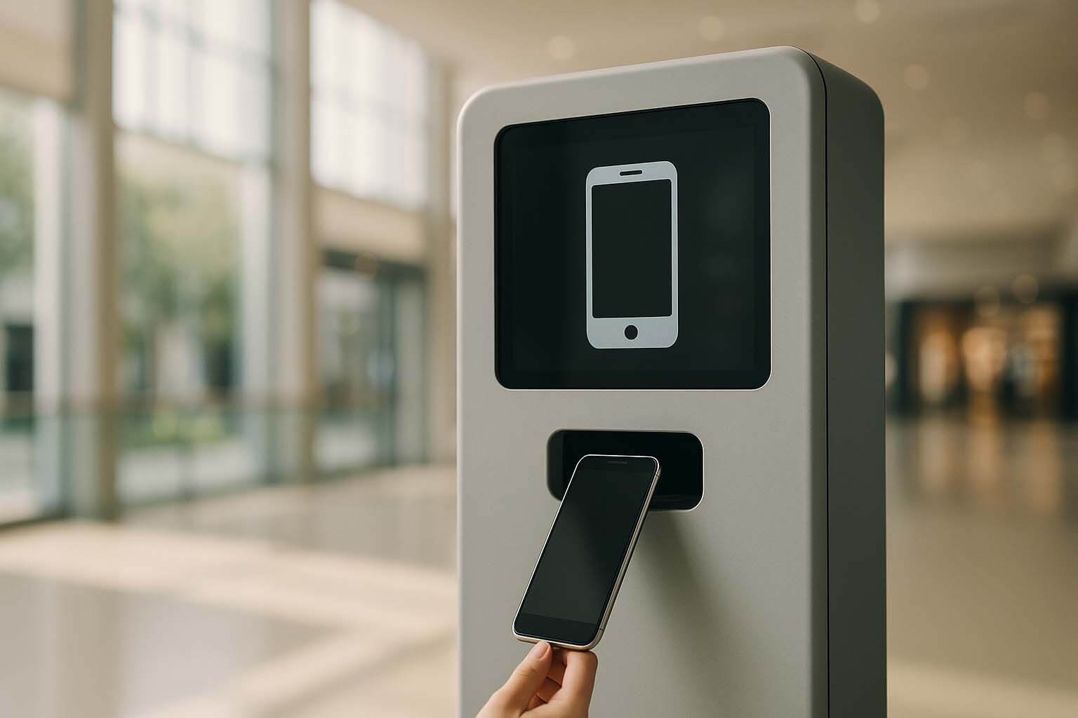 收購二手手機機器示意圖(自助機與手機放置台)